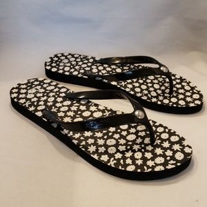 Coach Black Floral Flip Flops